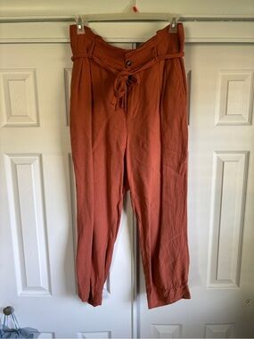 Madewell High-Rise Paperbag Waist Trousers in Rust
